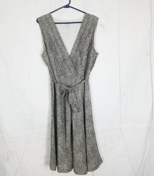 Forth & towne linen silk blend sleeveless aline tie waist dress - Picture 1 of 9